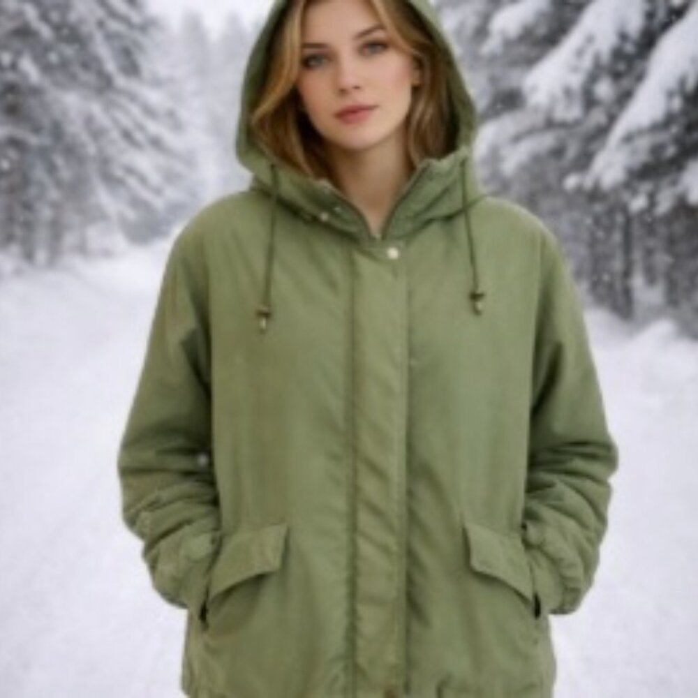 Parka with Hood Green  Thermolite Performance  Insulations Small Green Jacket